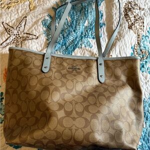 Coach Tan and Blue Signature Tote